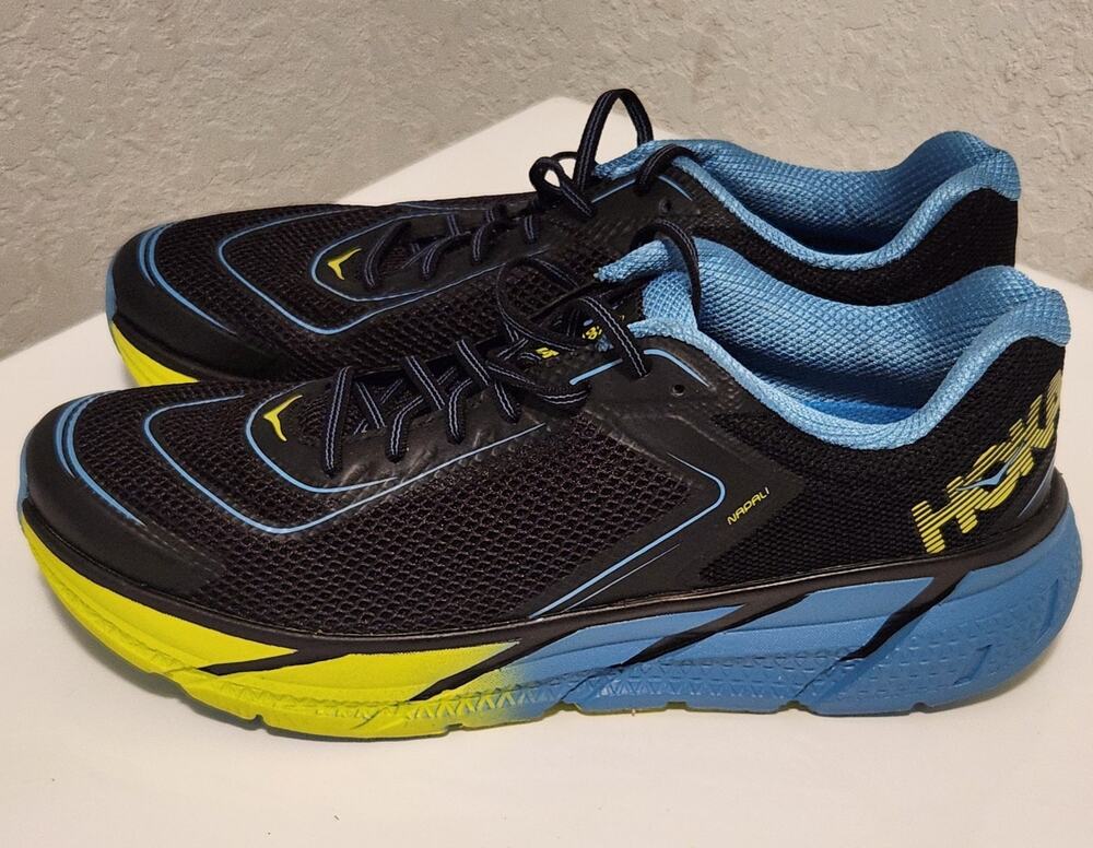HOKA One One Napali Men Running Shoes Black Blue Volt Yellow 11.5 customized